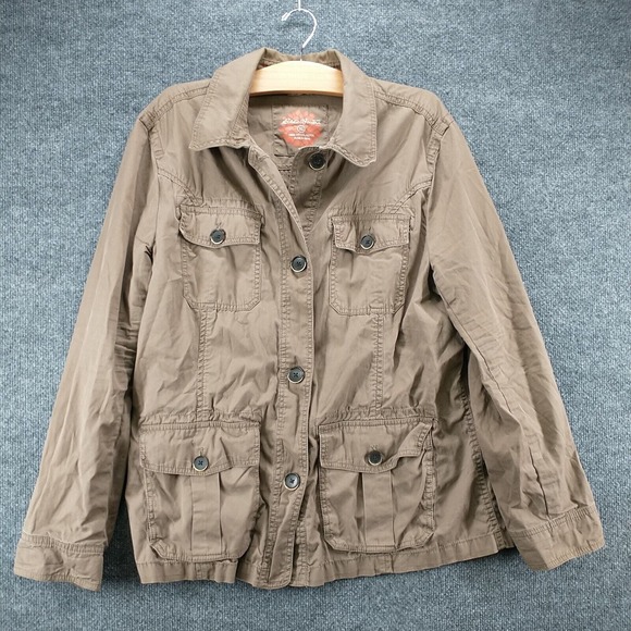 Eddie Bauer Women's Utility Jacket Brown Size XL Long Sleeve Cotton Pockets - Picture 2 of 12